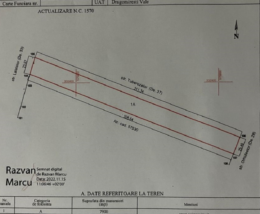 Teren intravilan in Dragomiresti Vale 7900m2 pretabil investitie 