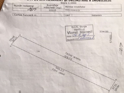De vanzare teren extravilan in Sabareni chiar langa nodul rutier al autostrazi