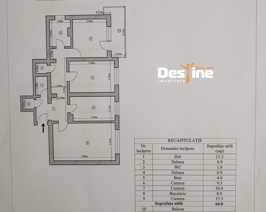Tomești - Apartament 3c decomandat 69,3 mp