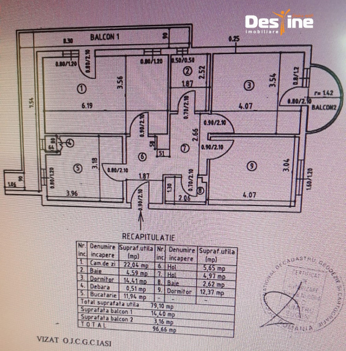 Păcurari - Apartament 3 camere DECOMANDAT 96,66 MP