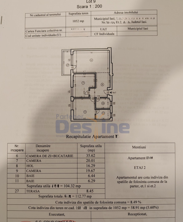 PENTHOUSE 3 camere Open space 104,32mp + Terasa 8,45 mp - BUCIUM