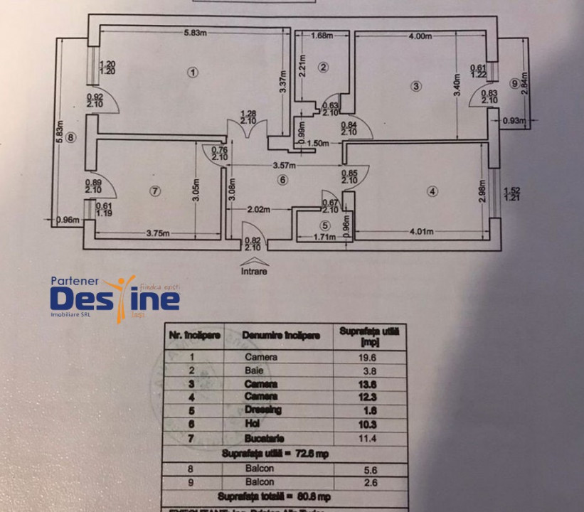 Frumoasa - CONTINENTAL - Apartament 3c decomandat 80,8 mp