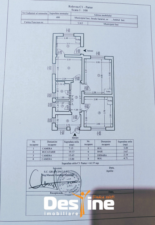 DE ÎNCHIRIAT-CASA 3 camere 62mp+Anexa GARSONIERA+400 mp teren-Sărărie