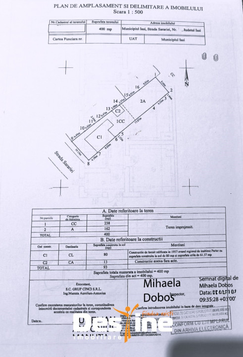 DE ÎNCHIRIAT-CASA 3 camere 62mp+Anexa GARSONIERA+400 mp teren-Sărărie