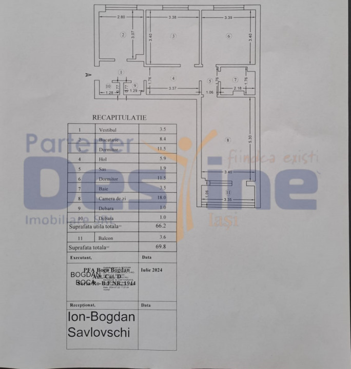 Apartament 3 camere DECOMANDAT, 70 mp,  ALEXANDRU CEL BUN