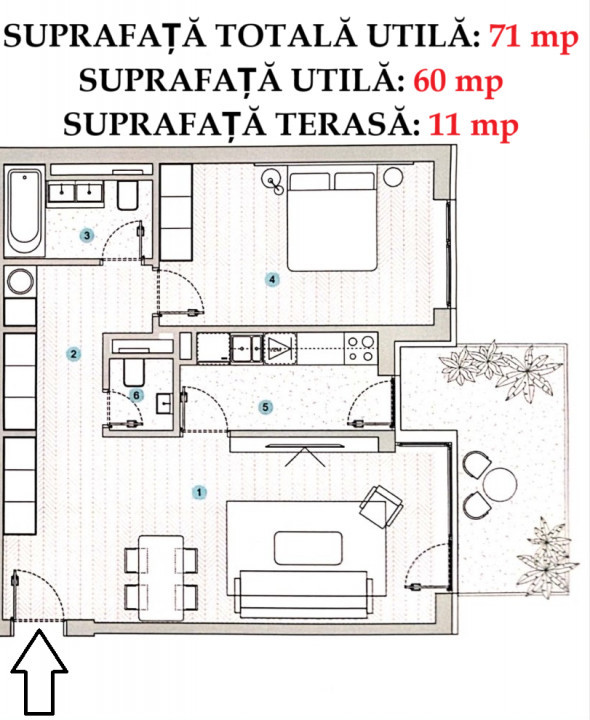 Comision 0% Apartament 71 mp 2 camere 2 bai 2 locuri parcare