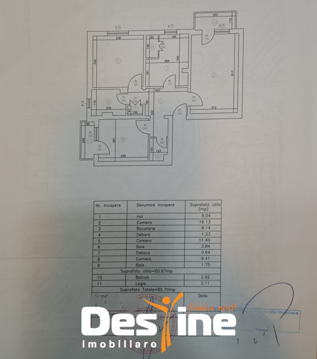 Apartament 3 camere DECOMANDAT, Dacia 65,7 mp 