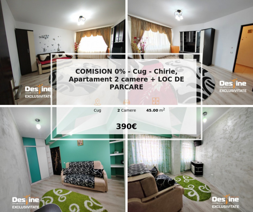 COMISION 0% - Cug - Chirie, Apartament 2 camere + LOC DE PARCARE