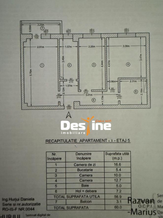 Vișan - Apartament 3 camere decomandat 60 mp mobilat modern
