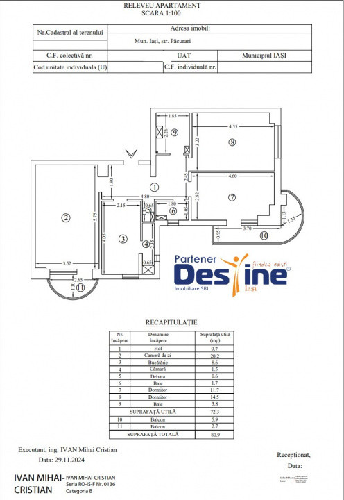 Ofertă rară - Apartament 3 camere 81 mp lift Moara de Foc 