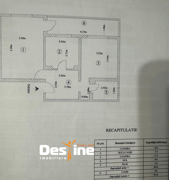 NICOLINA, Apartament 2 camere decomandat, 58 mp , etaj 1, an 1983, 109.900 euro