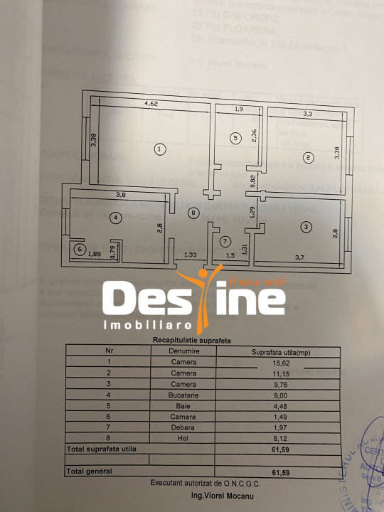 DACIA, Apartament 3 camere, 61.59 MP, 125.000 € negociabil