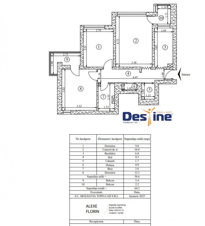 Apartament 3 camere 64 mp intermediar renovat mobilat utilat modern