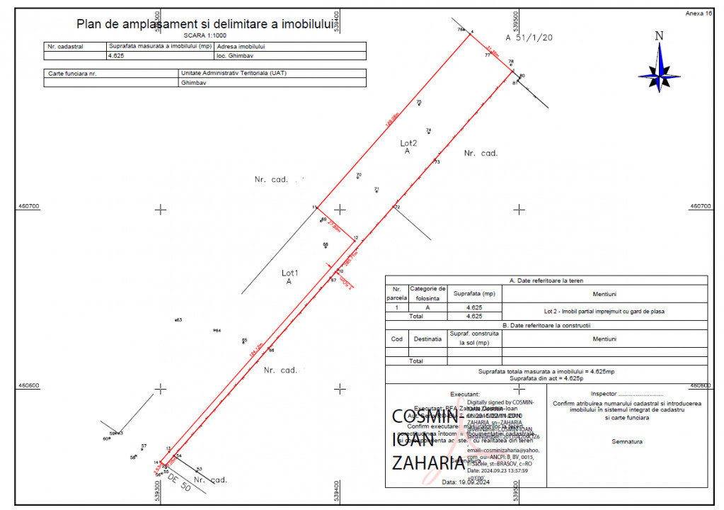 TEREN 4625 mp in zona industriala CRISTIAN, lungime 129 m, latime 31 m,utilitati