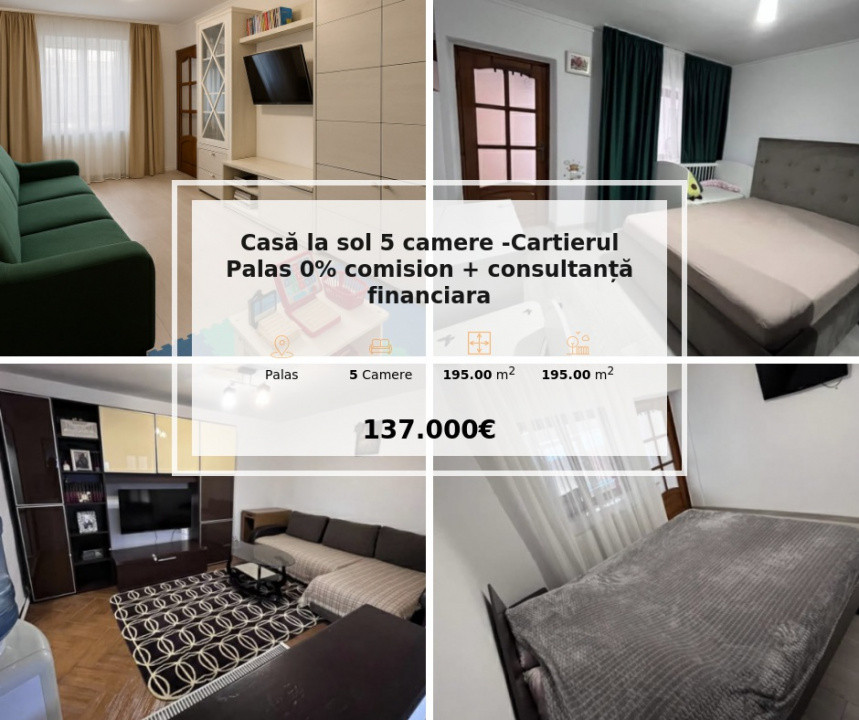 Casă la sol 5 camere -Cartierul Palas 0% comision + consultanță financiara