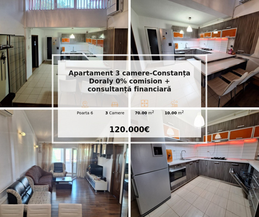 Apartament 3 camere-Constanța Doraly 0% comision + consultanță financiară 