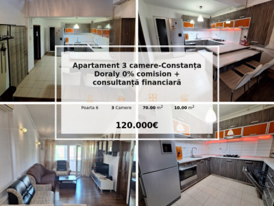 Apartament 3 camere-Constanța Doraly 0% comision + consultanță financiară 