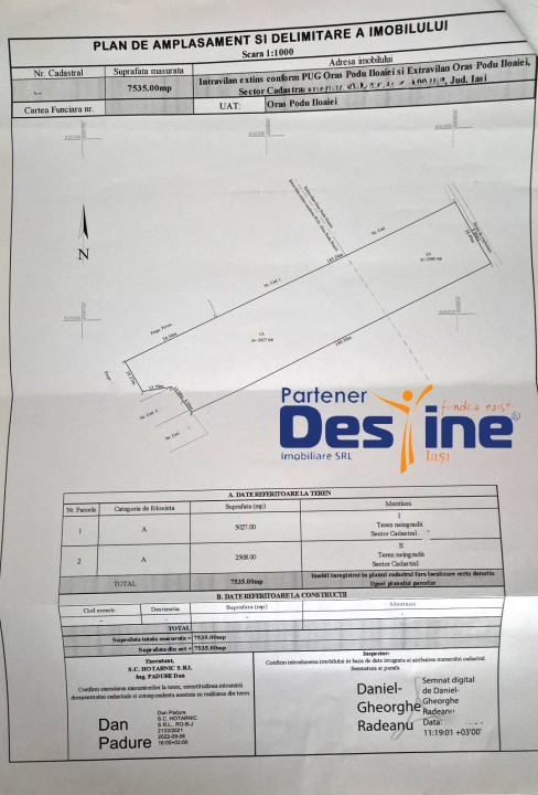 Teren intravilan 7500 mp zona de case utilitati in proximitate, loc. Cosițeni 