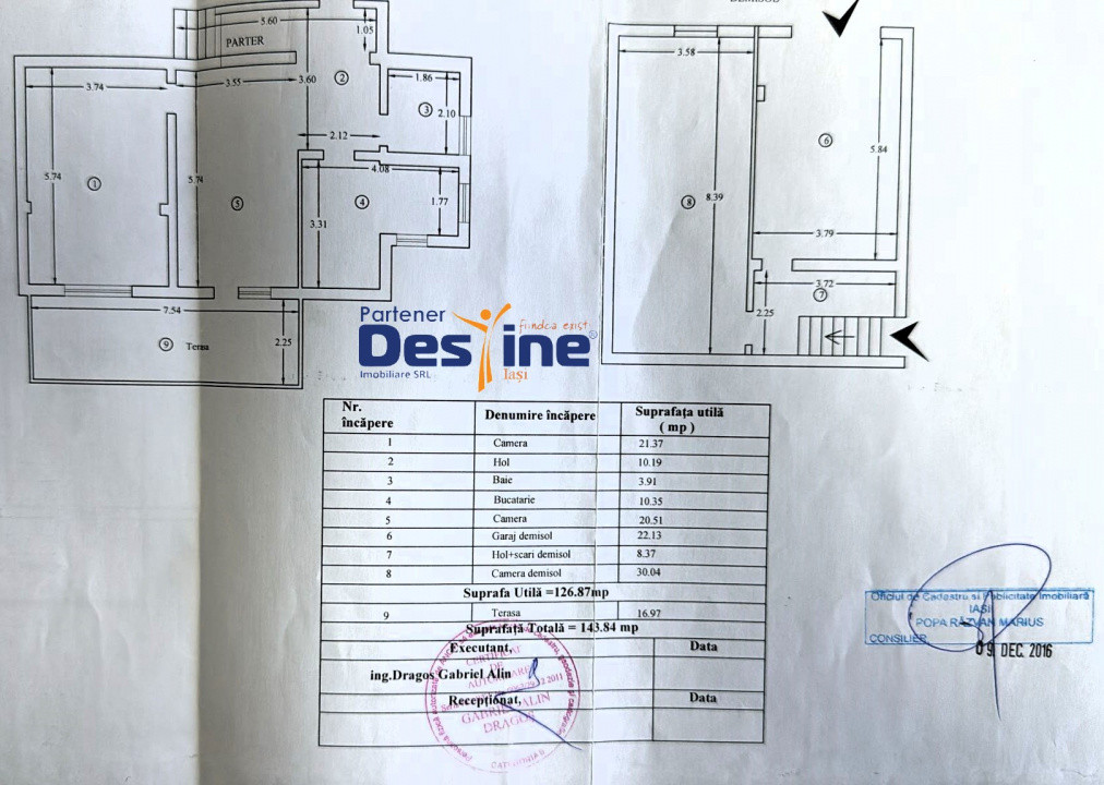 Apartament spatios 3 camere 144 mp terasă curte garaj + loc de parcare, Breazu