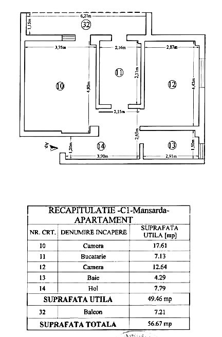 Apartament 2 camere decomandat 57 mp mobilat și loc de parcare - Valea Adâncă