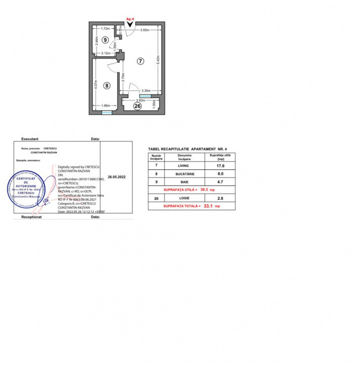 Garsonieră 35 m² în Chiajna, bloc 2020 – finisată complet, lângă Liceu & Pădure