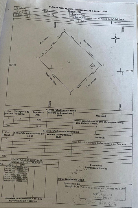 Teren de vânzare – 2.550 mp, poziție excelentă, Stâlpeni (zona centrală), jud AG