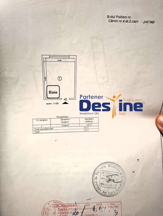 Cameră cămin 16 mp baie proprie mobilat și utilată renovată etaj 2 Frumoasa