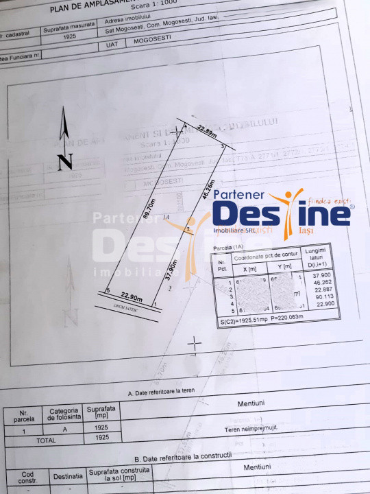 Teren intravilan 1925 mp cu certificat de urbanism si utilitati Mogosesti