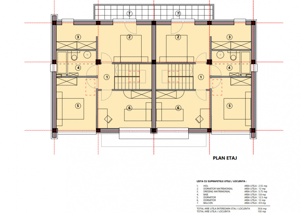 Vilă tip duplex, 4 camere, 102 mp + curte individuală, Bartolomeu