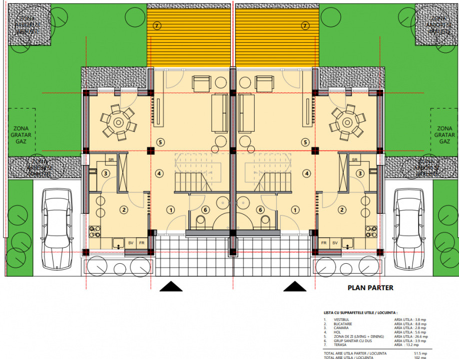 Vilă tip duplex, 4 camere, 102 mp + curte individuală, Bartolomeu