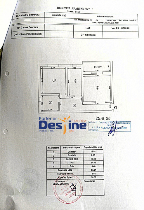 Apartament 2 camere decomandat 59 mp mobilat utilat geam la baie loc de parcare