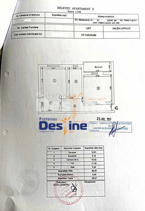 Apartament 2 camere decomandat 59 mp mobilat utilat geam la baie loc de parcare