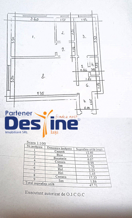Piața Unirii -  Apartament cu 2 camere 48 mp decomandat, balcon, geam la baie