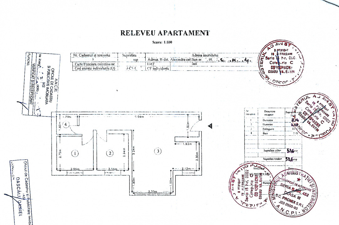 Comision 0% - Apartament 3 camere 2 băi 55 mp mobilat utilat Alexandru cel Bun