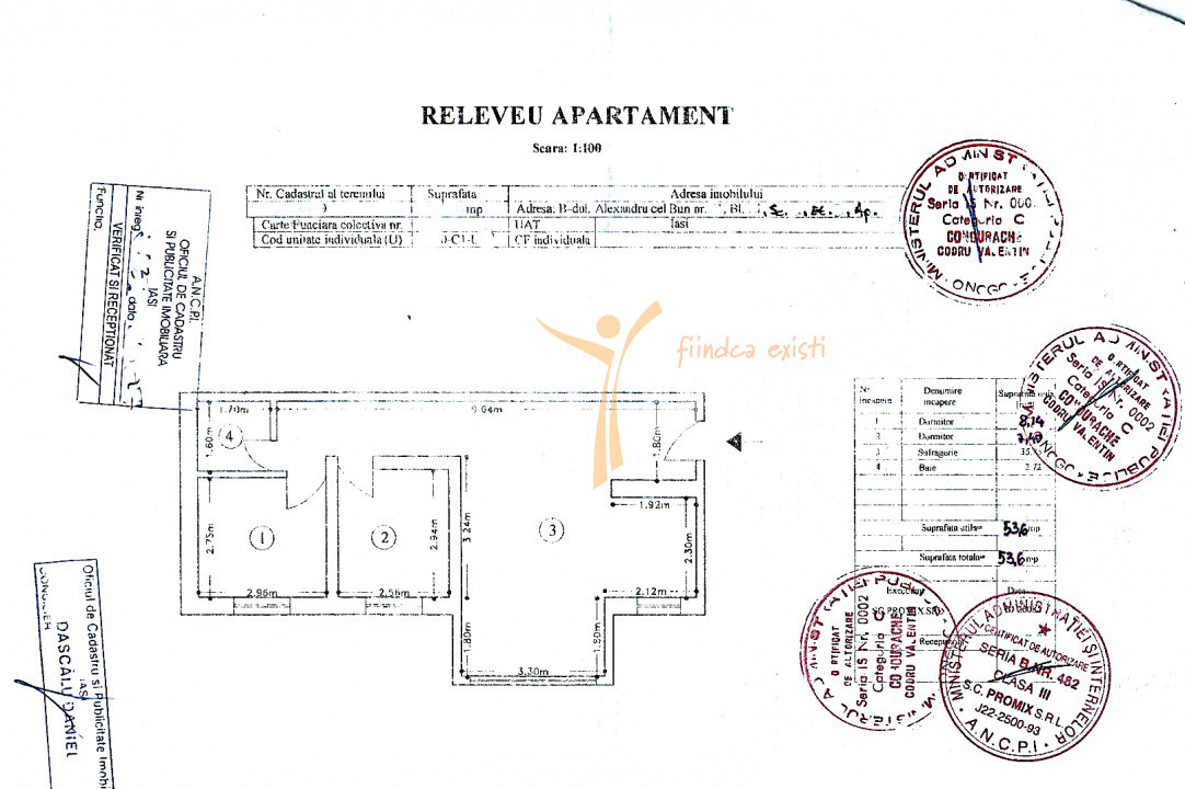 Apartament 3 camere 2 băi 55 mp Alexandru cel Bun