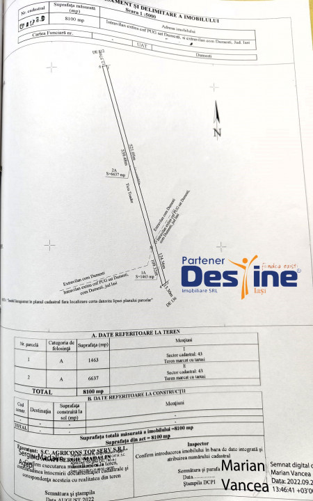 Comision 0% - Teren Primarie Dumesti, 8100 mp, front 13 ml, 