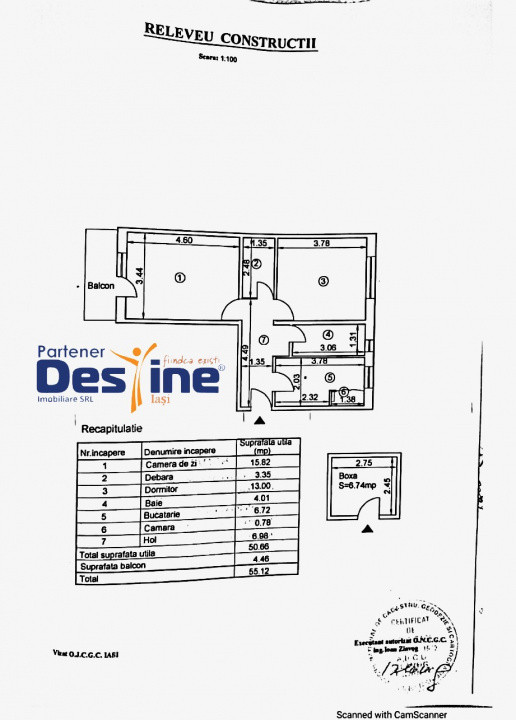 Apartament 2 camere 55 mp model decomandat
