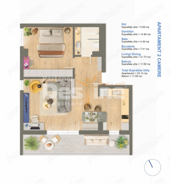 Apartament 2 camere cu loc de parcare inclus!