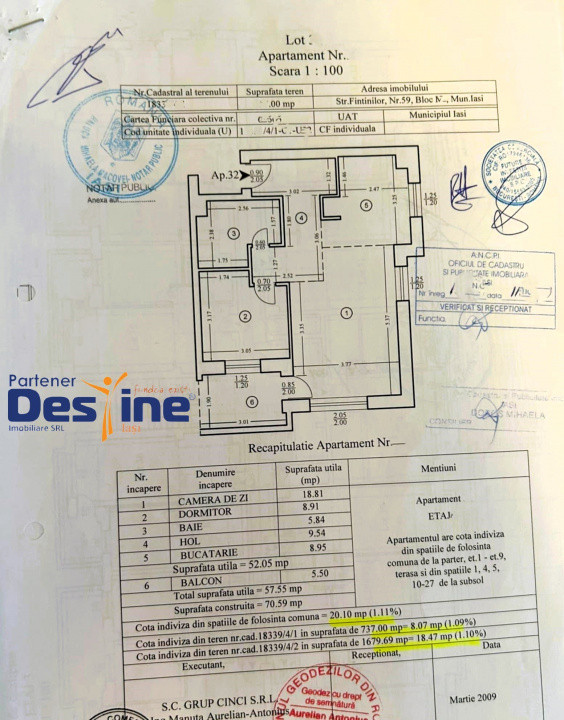 Apartament 2 camere 57 mp mobilat și utilat, etaj intermediar imobil cu lift,