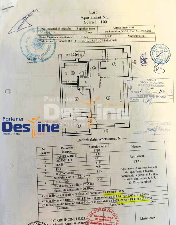 Apartament 2 camere 57 mp mobilat și utilat, etaj intermediar imobil cu lift,