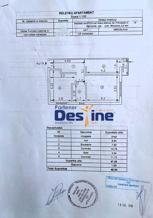 Comision 0% - Apartament 2 camere decomandat 49 mp mobilat, utilat și cu balcon