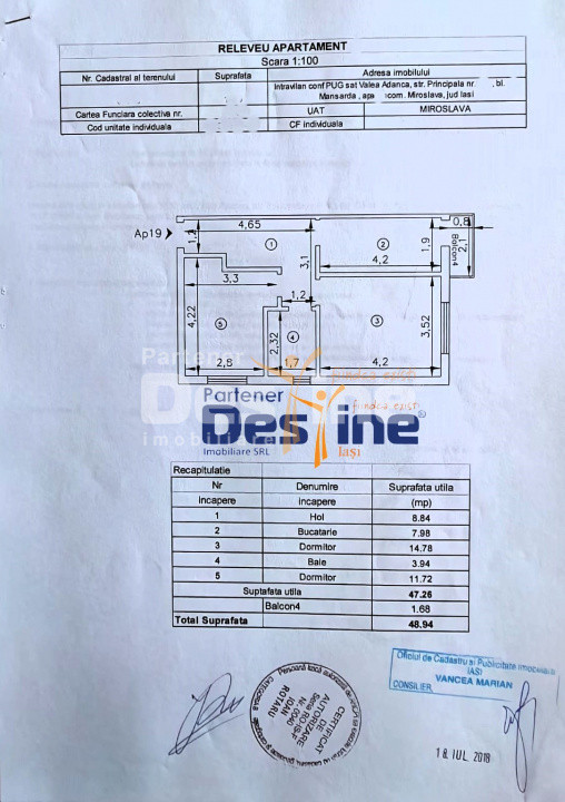Comision 0% - Apartament 2 camere decomandat 49 mp mobilat, utilat și cu balcon
