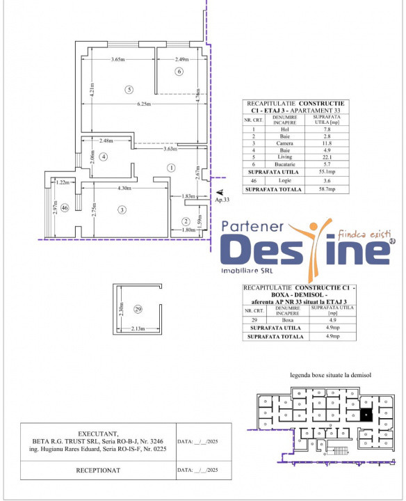 Comision 0% Apartament cu 2 camere, 59 mp, Pacurari etaj 1