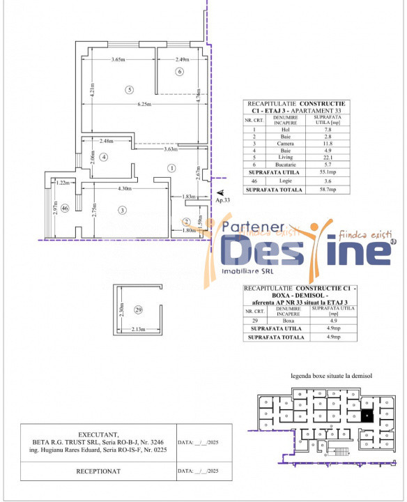 Comision 0% Apartament cu 2 camere, 59 mp, Pacurari etaj 1