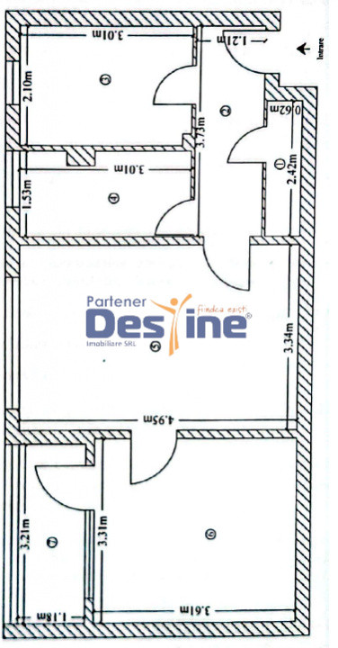 Apartament 2 camere, semidecomandat, 49 mp, etaj 4/4 - Bulevardul Primăverii