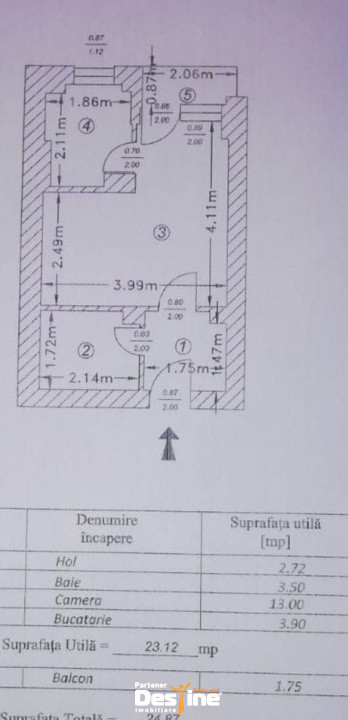 Garsoniera cu balcon, compartimentare practica, zona Petre Ispirescu
