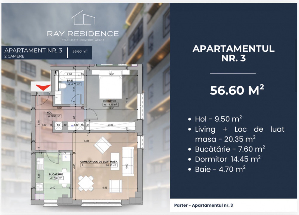 Apartament 2 camere, complex rezidențial  