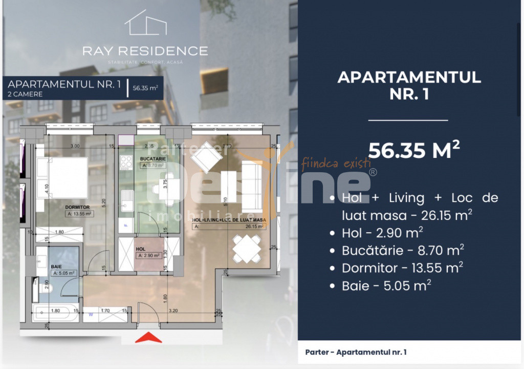 Apartament 2 camere, complex rezidențial  