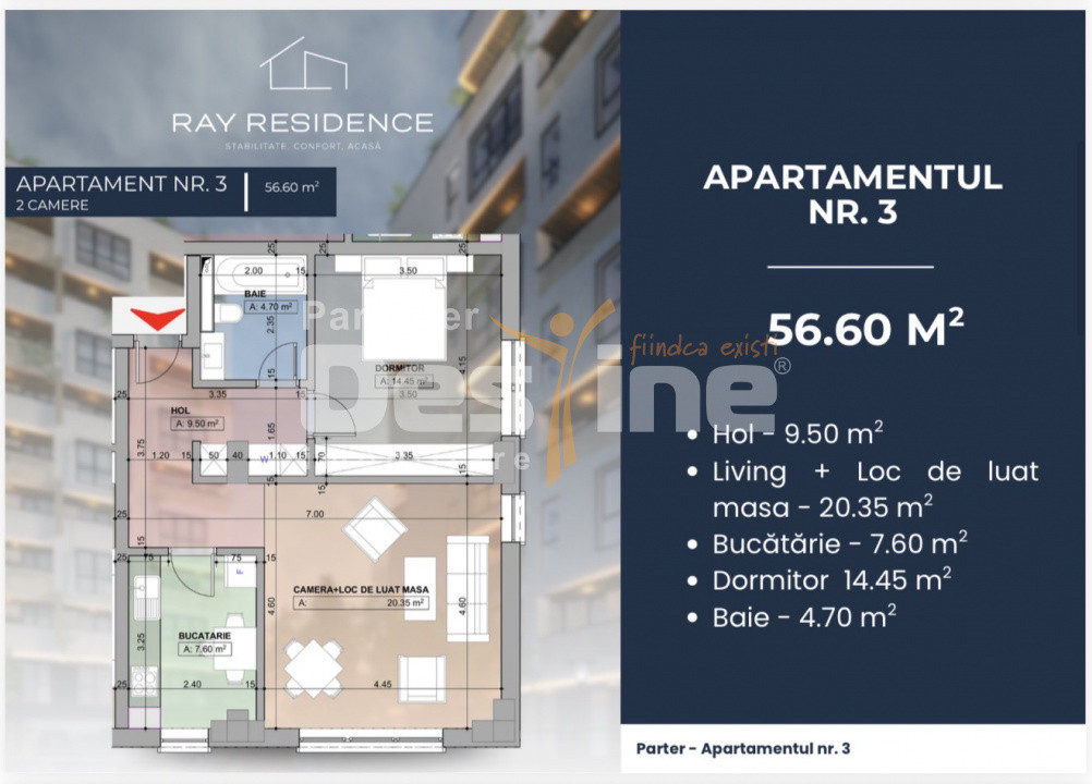 Apartament 2 camere, complex rezidențial  