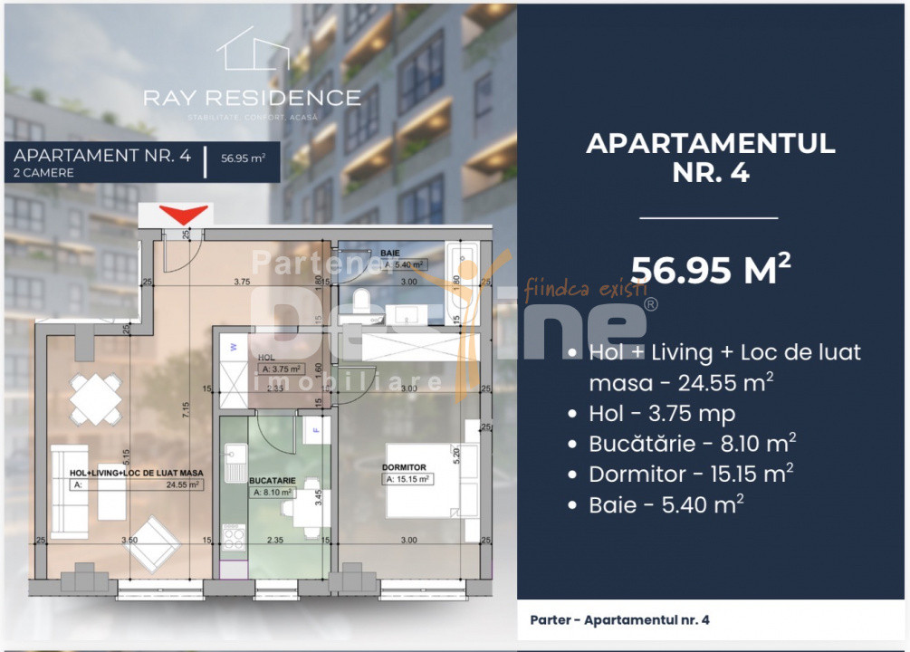 Apartament 2 camere, complex rezidențial  